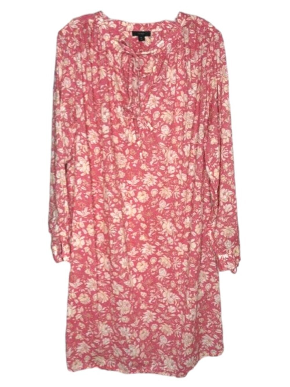 J.Crew Tie-Waist Beach Tunic-Style Dress Tossed Floral - Coral Pink/Ivory - XL